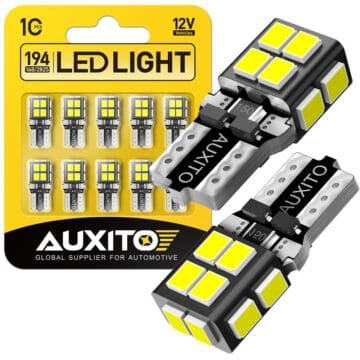 Bombillo LED AUXITO T10 W5W Cola de Pescado 14 SMD 2835 6500K Blanco Frío – Paquete de 10 - GX-T10-3